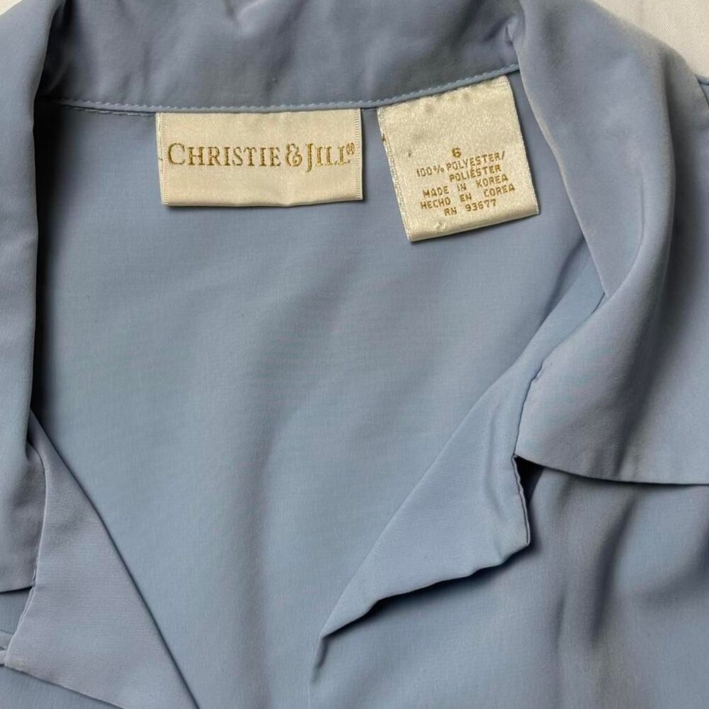 Vintage 70s Christie&Jill Light Blue Long Sleeve Button Up - Picture 7 of 8